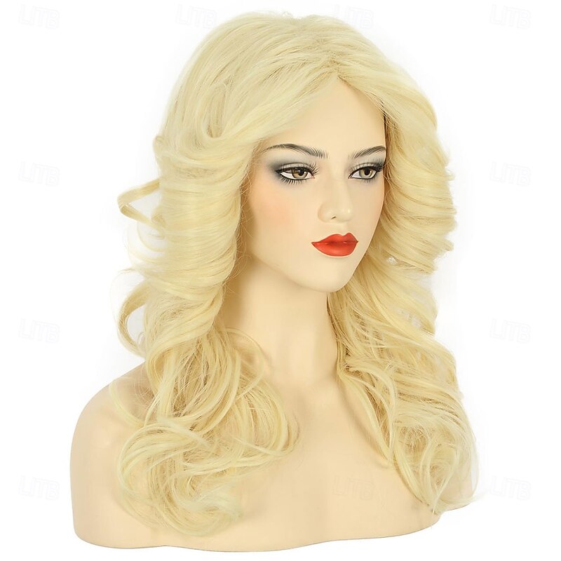 Women 70s Feathered Wig Long Blonde Wave Disco Singer Wig Vintage Costume Wig Halloween Party Costume Wig2