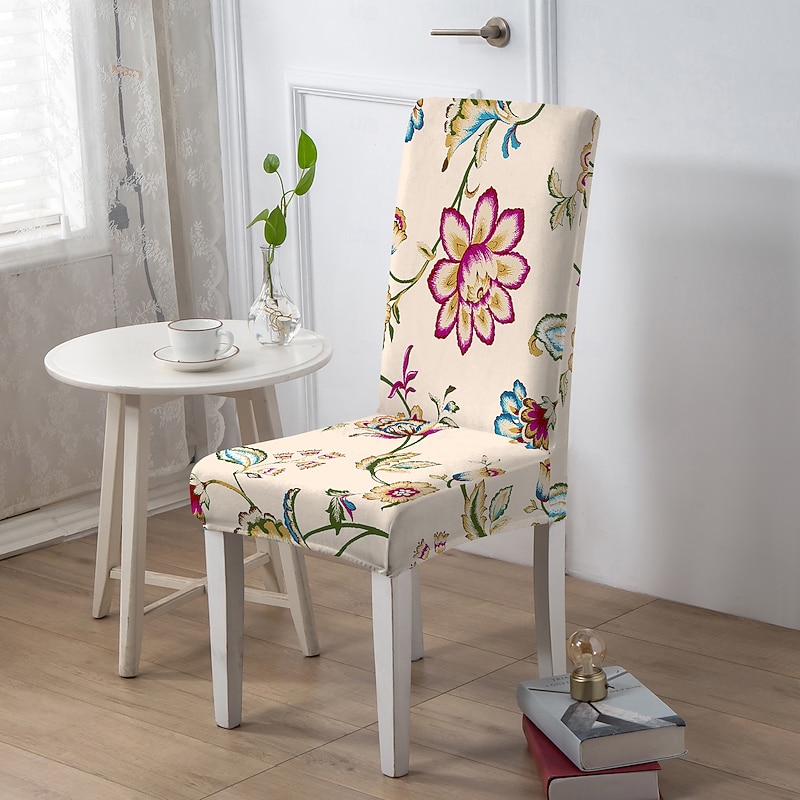 Dining Chair Cover  Stool Chair Cover Geometric Printed Polyester Slipcovers4