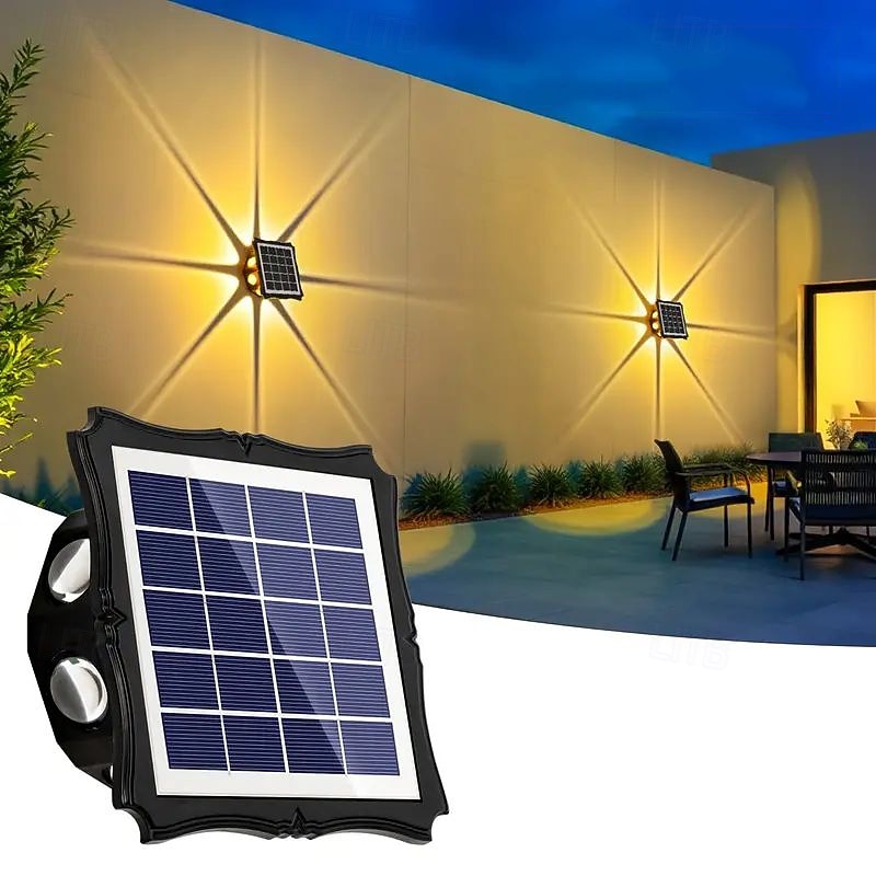 1/2 Pcs Solar Wall Light Waterproof Garden Light illuminated From All Sides Outdoor Porch Exterior Wall Fence Lighting Decoration3
