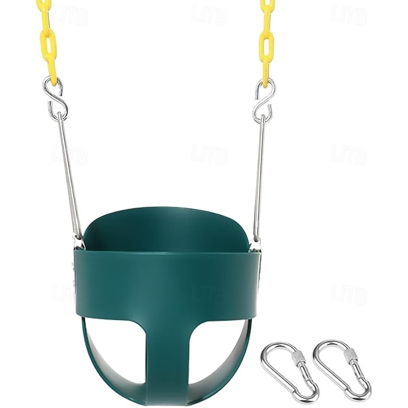 High backrest full bucket seat for children aged 1 to 3 can accommodate 330 pounds with a safety designed outdoor baby swing chain swing