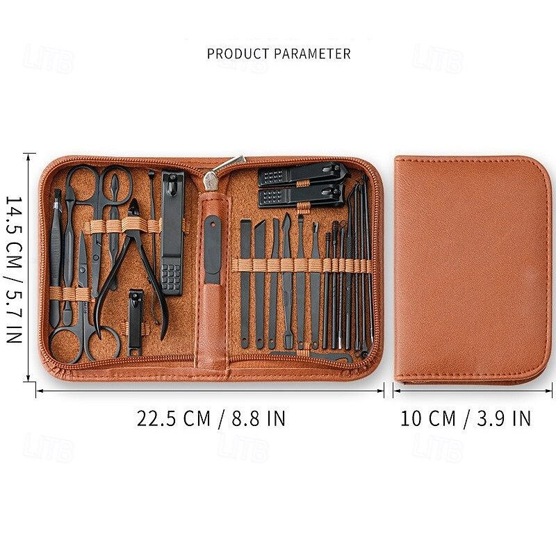 26pcs/set Nail Clipper Kit Manicure Set Professional Stainless Steel Manicure Kit,nail Care Tools with Luxurious Travel Case3