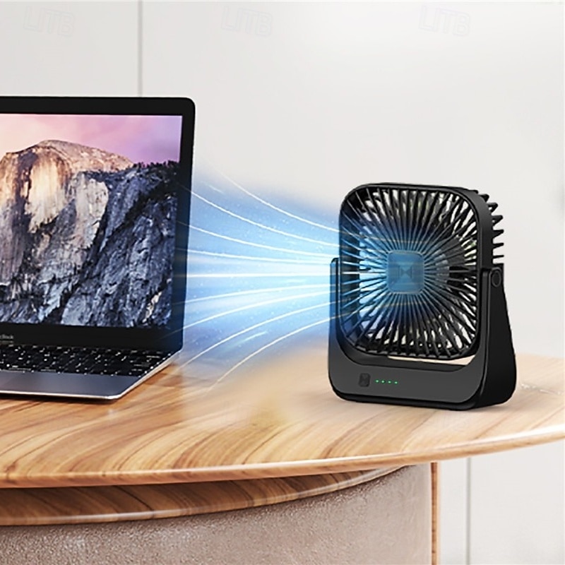 Mini Portable Brushless Fan with LED Display, 3-Speed Wind, 3000mAh Battery, USB-C, Rugged Build for Outdoor/Desk Use