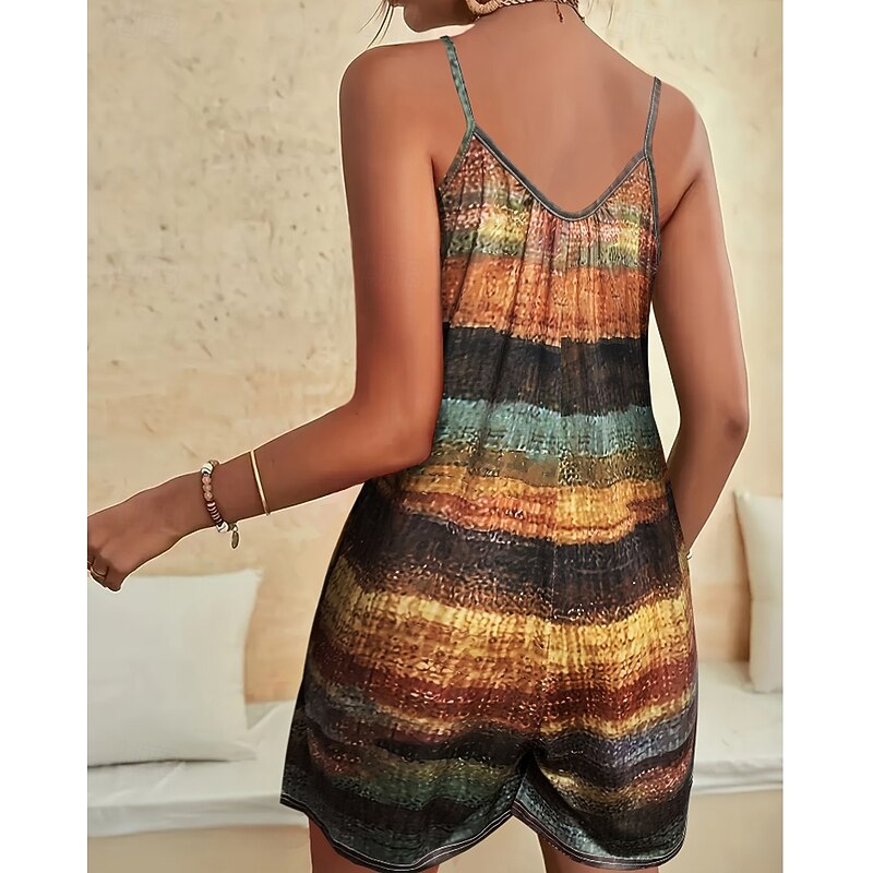 Women's Normal Romper Casual Color Block Sleeveless V Neck Pocket Street Going out Regular Fit Yellow Red Navy Blue Summer2