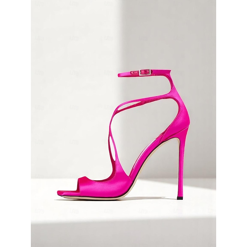 Women's Lavender Satin Crisscross Stiletto Heels - Elegant Open Toe High Heel Sandals for Cocktail Parties and Evening Events2