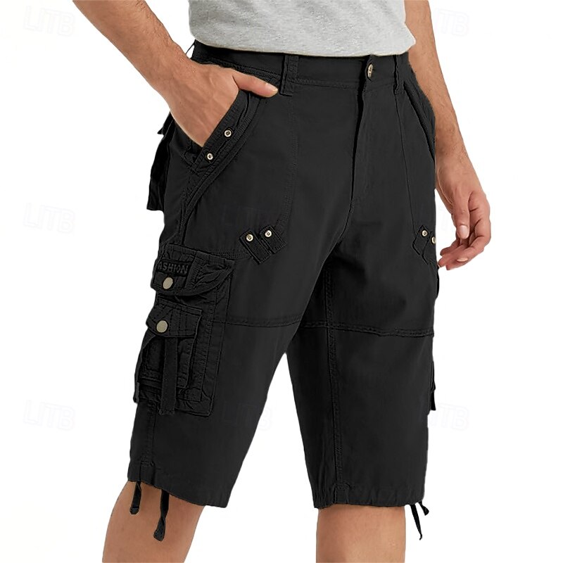 Men's Capri Cargo Shorts Outdoor Shorts Casual Shorts Hiking Shorts Baggy Shorts Multi Pocket 8 Pocket Plain Wearable Moisture Wicking Calf-Length Outdoor Casual Daily Fashion Streetwear Black Wine