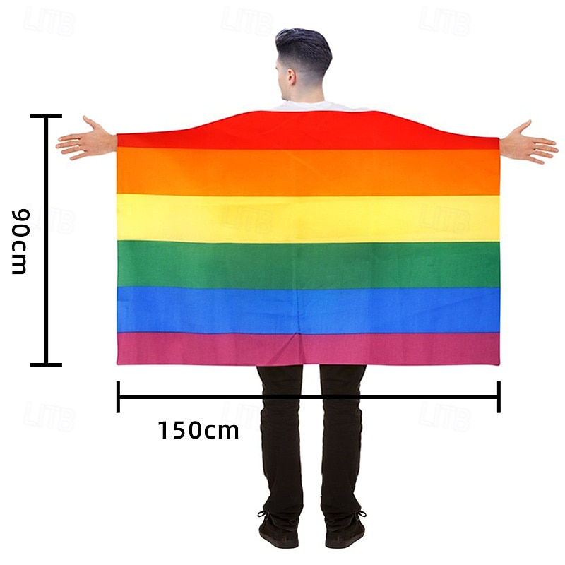 Pride Rainbow Wearable Cape, LGBTQ Gay Love is Love Cloak, Party Decoration Costume for Pride Month, Colorful Festival Outfit4