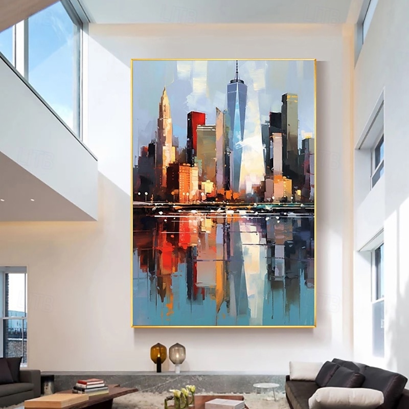 Handmade Oil Painting Canvas Wall Art Decoration Abstract Urban Architectural Landscape for Home Decor Stretched Frame Hanging Painting/Rolled Frameless Unstretched Painting2