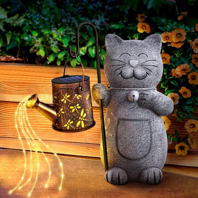 1 Pc Outdoor Solar Cat Landscape Light with Water Bottle Light Courtyard Garden Lawn Path Decorative Light Mother's Day Gift for Cat Lovers