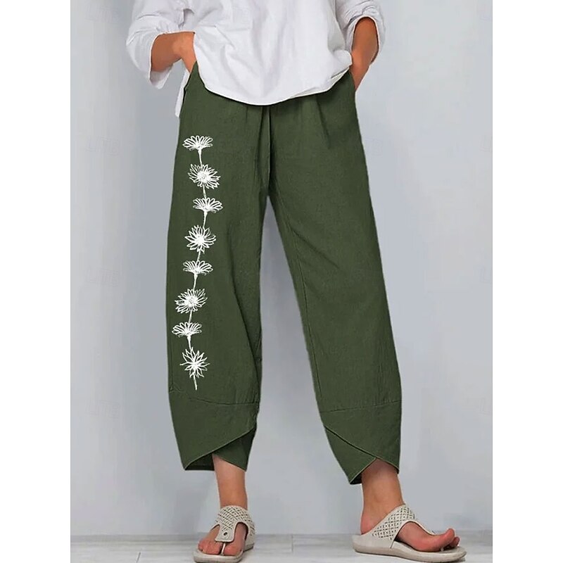 Women's Chinos Baggy Pants Beach Shorts Vacation Vintage Ethnic Style Ankle-Length High Waist Floral Graphic Drawstring Patchwork Wide Leg Thermal Warm Soft Breathable Micro-elastic Formal Vacation3