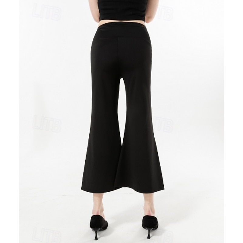 Women's EU / US Size Swing Simple Lightweight Calf-Length Natural Solid Colored Comfy Breathable Lightweight Micro-elastic Home Yoga Black 4# Summer Spring Loose Fit2