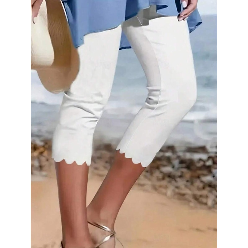 Women's Leggings Chinos Vacation Vintage Ethnic Style Calf-Length High Waist Solid Color Printing Comfy Soft Comfortable Stretchy Formal Outdoor Vacation Black White Summer Spring Slim Fit2