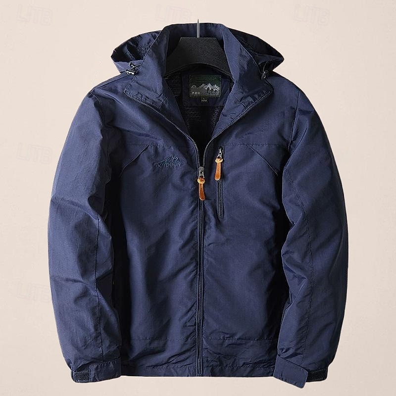 Men's Outdoor Jacket Transition Jacket Daily Wear Windproof Quick Dry Spring &  Fall Solid Color Casual Daily Lapel Regular Loose Fit Black Blue Khaki Army Green Gray Jacket
