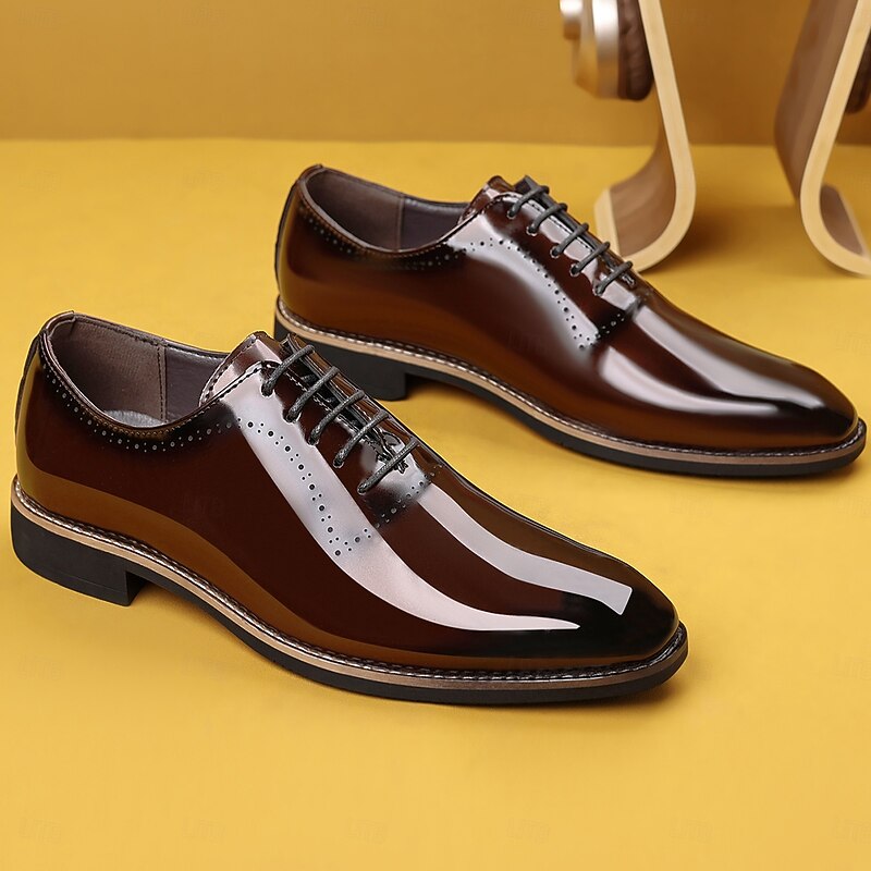 Men's Patent Leather Dress Shoes – Sleek and Polished Walking Shoes for Business, Formal Occasions and Special Events3