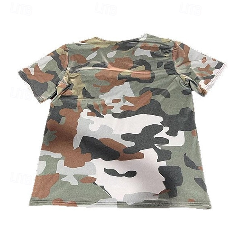 Men's T Shirt Tee Short Sleeve Shirt Tee Top Short Sleeve V Neck Summer Camo Fashion Designer Pocket Vacation Street Going out khaki Army Green Top Tee for Men3