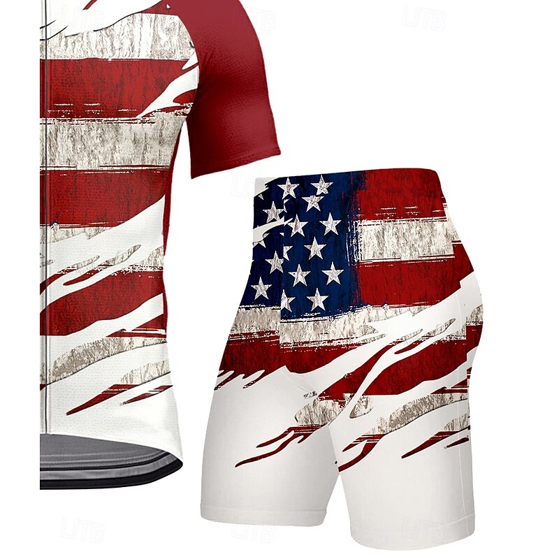 Men's Cycling Jersey with Shorts Short Sleeve Wine Bike Sports Graphic Geometric Vertical Stripes Clothing Apparel3