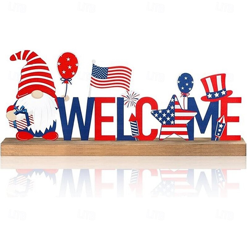 Patriotic Wooden Decorations 4th of July Independence Day Decorations Patriotic Table Decorations Wooden Table Centerpieces Decorations for American Memorial Day Veteran Day Party Deco