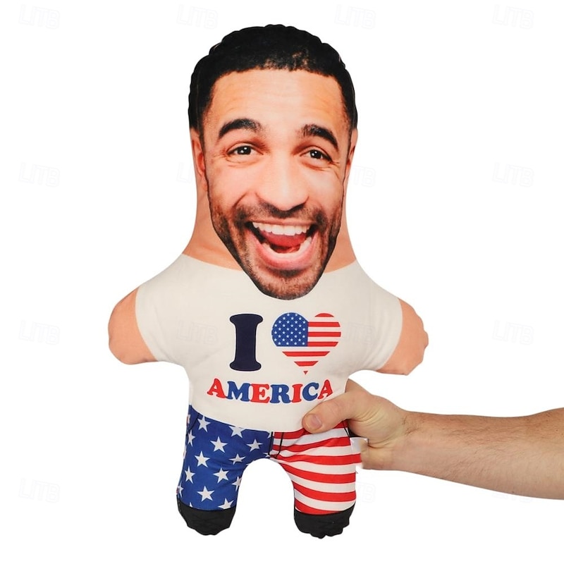 Custom Face Pillow  4th of July Cushions Patriotic Personalized Gift Photo I Love America Independence Day Customized Gift Ideas in Various Sizes with Insert3