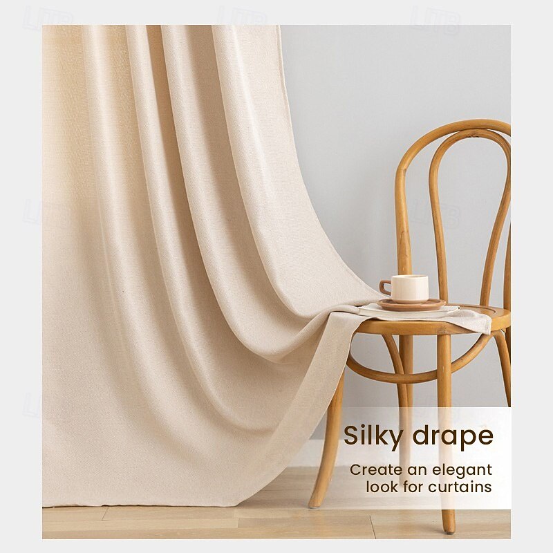 Linen Curtains for Living Room Bedroom, Blackout Grommet Bundle Back Tab/Pinch Pleated Light Blocking Drapes Room Darkening 1pc Cream4
