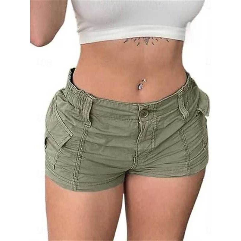 Women's Jeans Cargo Shorts Chinos Fashion Streetwear Short High Waist Plain Pocket Comfy Soft Comfortable Micro-elastic Outdoor Vacation Street Black Pink Green Gray Summer Slim Fit4