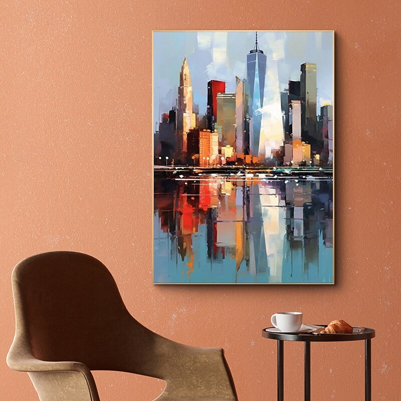 Handmade Oil Painting Canvas Wall Art Decoration Abstract Urban Architectural Landscape for Home Decor Stretched Frame Hanging Painting/Rolled Frameless Unstretched Painting4
