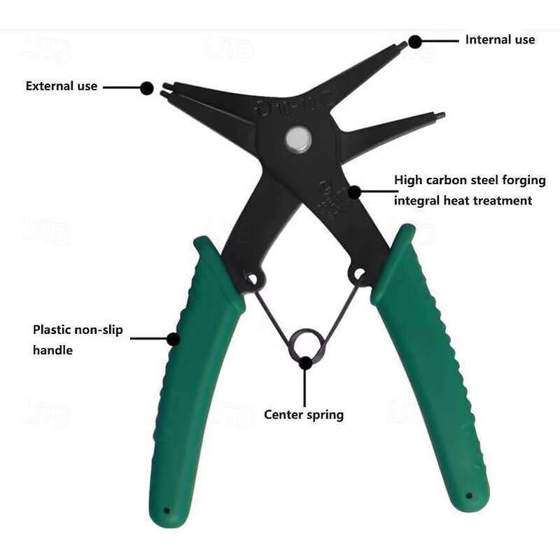 2 in 1 Snap Ring Pliers - Internal & External Circlip Pliers for 10-40mm Snap Rings2