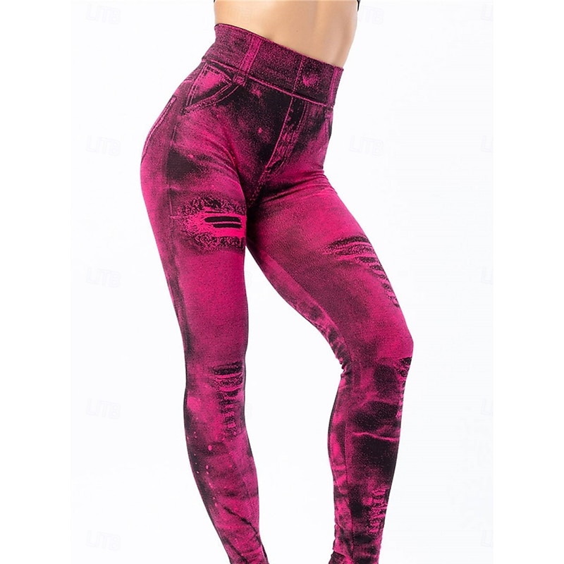 Women's Leggings Trousers 3D Print Vacation Vintage Ethnic Style Full Length High Waist Graphic High Cut Comfort Breathable Quick Dry Stretchy Outdoor Yoga Street Black Red Blue Fuchsia Summer Skinny2