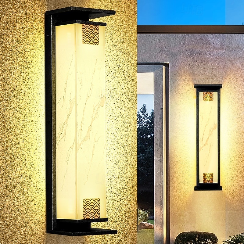 LED Outdoor Wall Light Warm White 75cm  IP65 Modern Sconces Wall Lighting Patio Light Fixture Black Rectangle Lights Marble Wall Lamp for Courtyard,Porch,Garage2