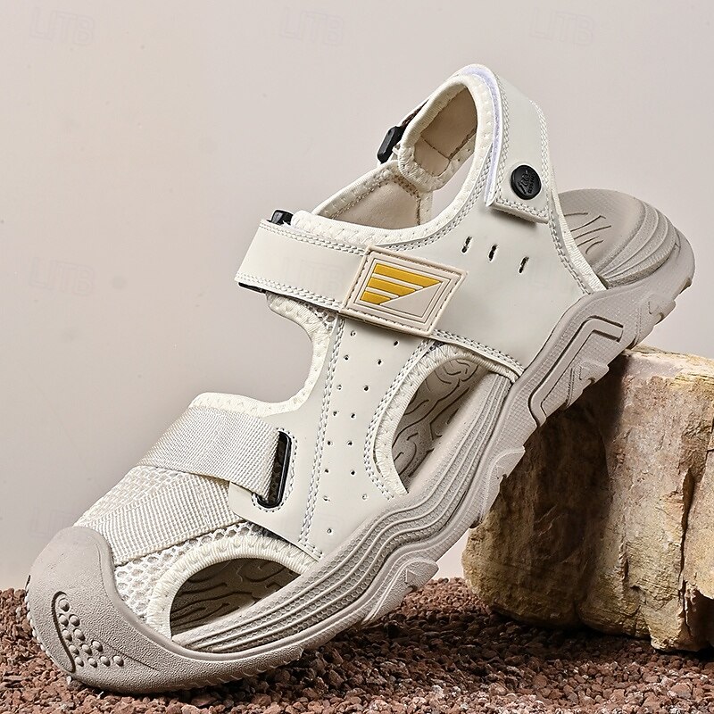 Men's Sandals - Gray Hiking Sandals with Velcro Straps, Lightweight and Comfortable for Camping, Outdoor Activities and Trave3