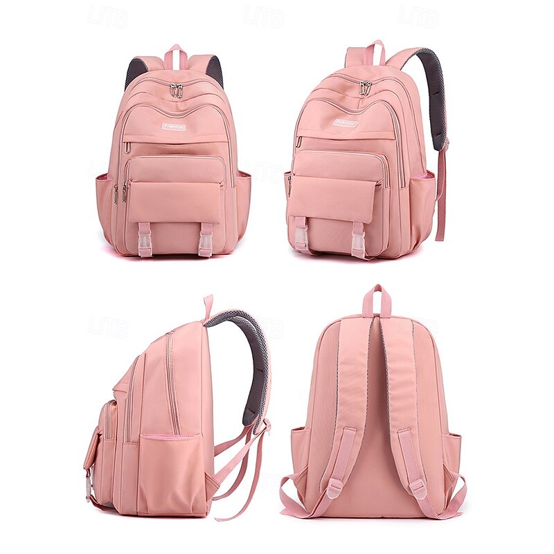 Women's Fashion Macaroon Color Waterproof Nylon Backpack, Large Capacity Multi-compartment, Durable Design, Adjustable Shoulder Straps, Suitable for School, College and Daily Use4