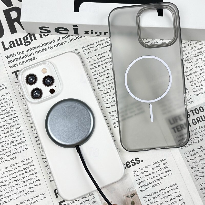 Phone Case For iPhone 16 15 14 Pro Max Plus 16e 13 12 Pro Max Back Cover Magnetic Adsorption Translucent Magnetic Support Wireless Charging PC4