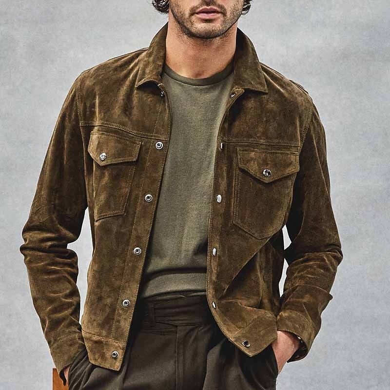 Men's Shirt Jacket Transition Jacket Daily Lightweight Pocket Spring Fall Plain Classic Lapel Khaki Jacket