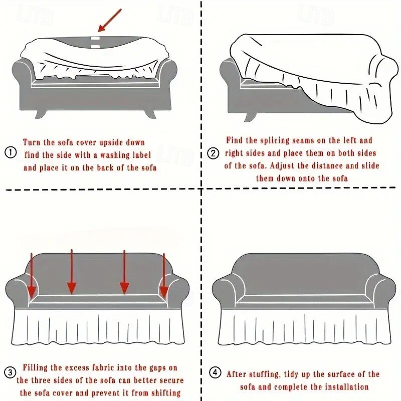 Anti-Slip Cat Scratch Resistant Elastic Sofa Cover with Skirt Hem - Durable and Stylish Furniture Protector for Living Rooms and Pet-Friendly Homes.2