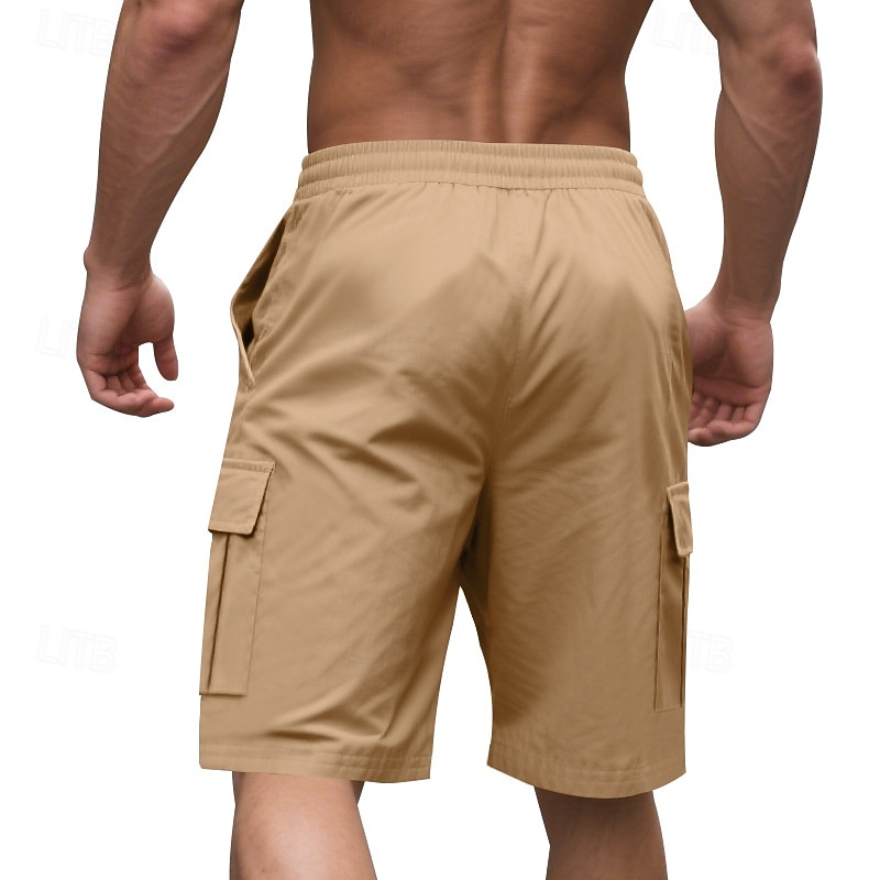 Men's Cargo Shorts Shorts Summer Shorts Drawstring Elastic Waist Multi Pocket Plain Comfort Wearable Knee Length Outdoor Sport Daily Fashion Casual Black Yellow3