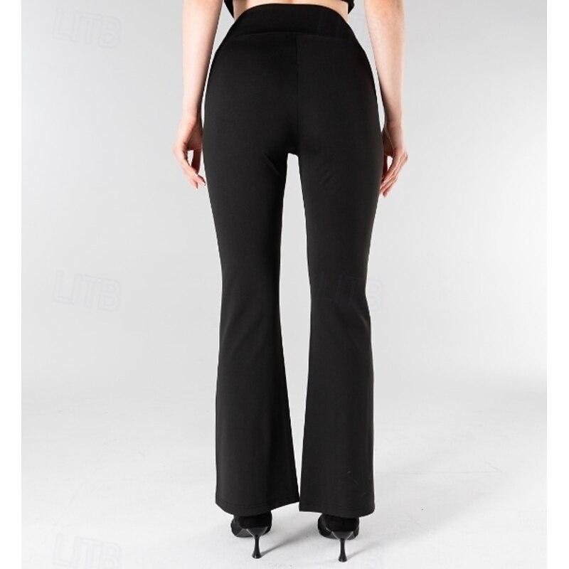 Women's EU / US Size Flare Leggings Cozy Leggings Comfort Full Length Mid Waist Solid Colored Soft Comfortable Micro-elastic Yoga Daily Wear Black 1# Spring, Fall, Winter, Summer Slim Fit2