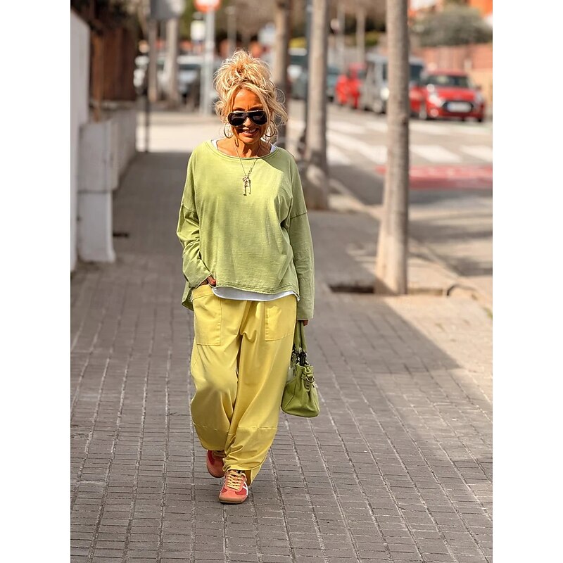 Women's Pants Trousers Casual Full Length Natural Solid Colored Micro-elastic Daily Wear Grey Yellow Pink Summer4