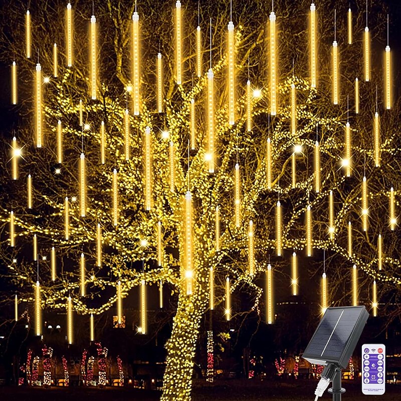 0.3m Remote Controls Falling Rain Lights 240 LEDs EL 5mm 1 13Keys Remote Controller 1 set Christmas Lights Warm White Cold White RGB Meteor Shower Lights Solar Outdoor Holiday Solar Powered