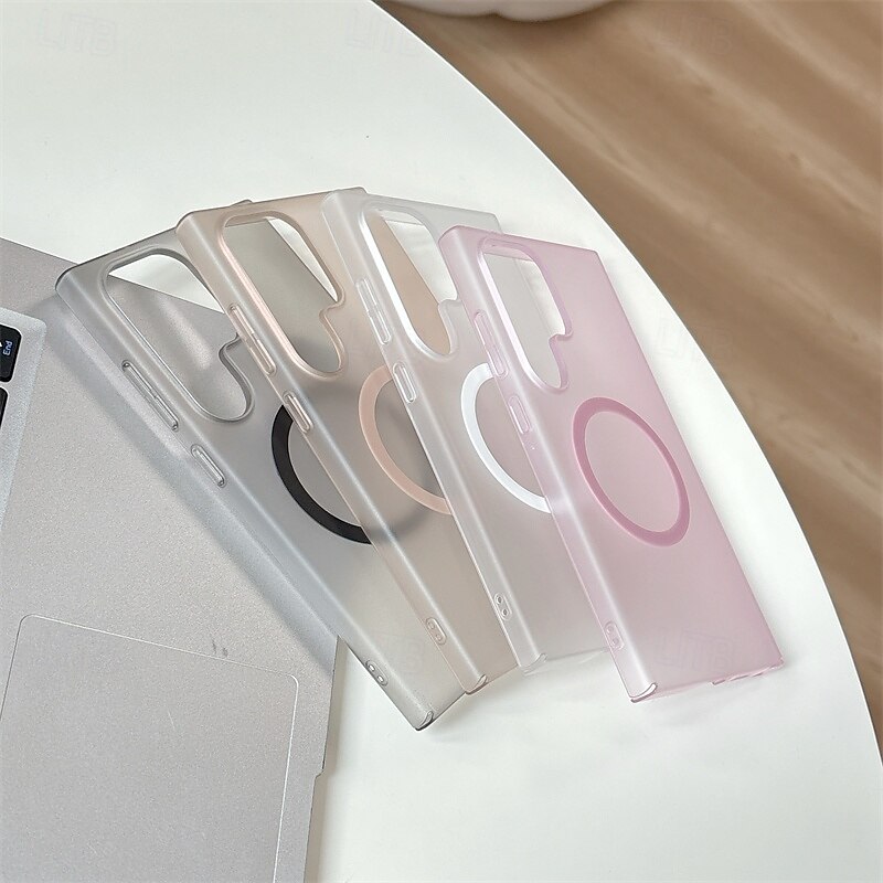Phone Case For Samsung Galaxy S25 S25 Edge S24 Ultra Plus S23 Magnetic Adsorption Magnetic Support Wireless Charging Matte Frosted PC4