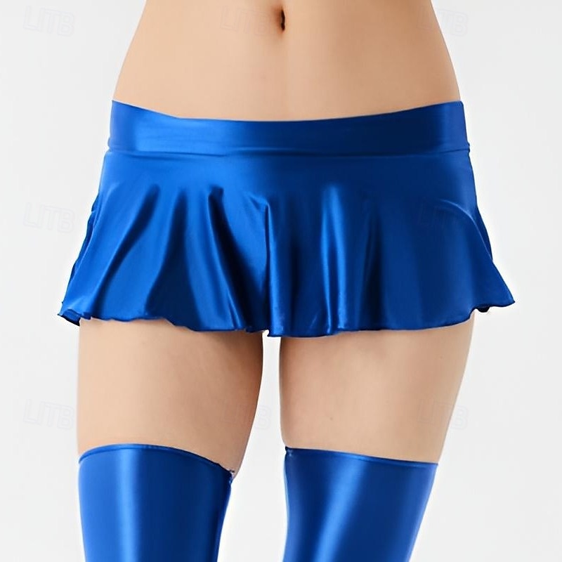 Shiny Mini Skirt for Women - Metallic Spandex Pleated Skater Skirt for Pride Parade, Neon Party,  Rave, Drag Shows, and EDM Festivals3