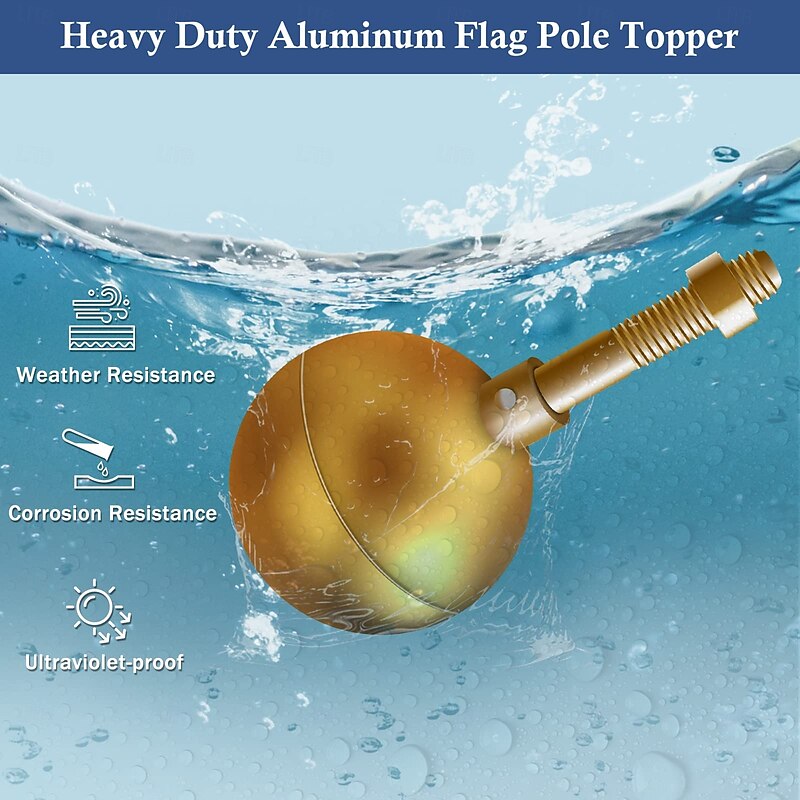 Flag Pole Ball Topper Ornament-Flagpole Top Replacement, Gold Aluminum Anodized Finish - 1/2"13UNC Threading Fit Most USA Flag Pole,Truck Lamp, Solar Light4
