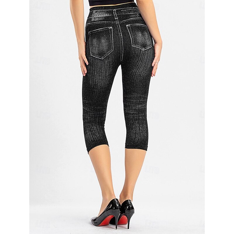 Women's Leggings Capri Pants 3D Print Chinos Vintage Streetwear Casual Calf-Length High Waist Plain Printing Comfy Soft Comfortable Stretchy Outdoor Street Black Red Blue Gray Summer Slim Fit3