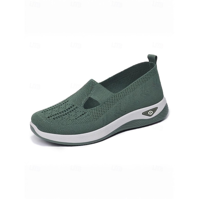 Women's Green Slip-On Athletic Sneakers with Breathable Mesh, Arch Support, Perfect for Walking and Casual Wear 5