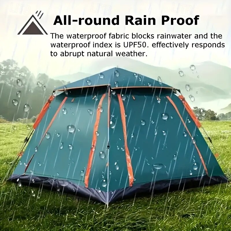 Automatic Pop-up Camping Tent-waterproof Portable and Collapsible for Outdoor Adventures Beaches or Parks Secure Zipper Tent