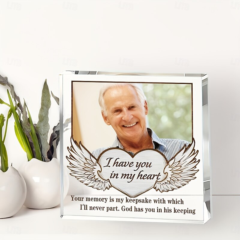 Personalized Photo Memorial Plaque, Custom Photo Acrylic Sympathy Gift for Loved One Loss, Tabletop Decor for Valentine's Day, Christmas, Thanksgiving, Graduation4