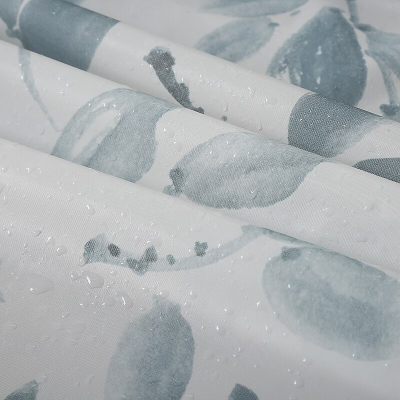 PEVA Shower Curtain Bath Curtain Waterproof Mildew Proof Green Leaf Pattern, Including Hooks 180x180cm 70"x70"4