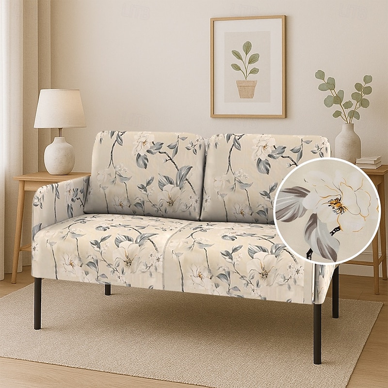 100% Cotton Sofa Cover Suitable For GLOSTAD Sofa Floral Plants Quilted Slipcovers - Main Image