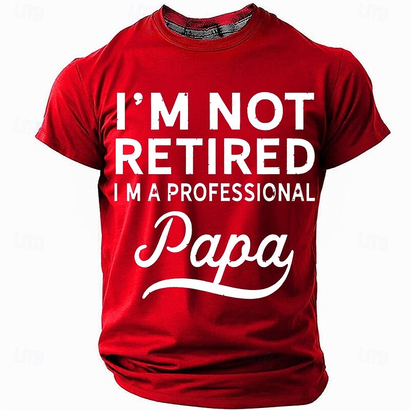 Men's Retired Father T Shirt Short Sleeve T shirt 3D Print Crew Neck Shirt Fashion Daily Basic Street Casual Daily Black Red Blue Summer Spring All Seasons Clothing Apparel S M L XL XXL XXXL