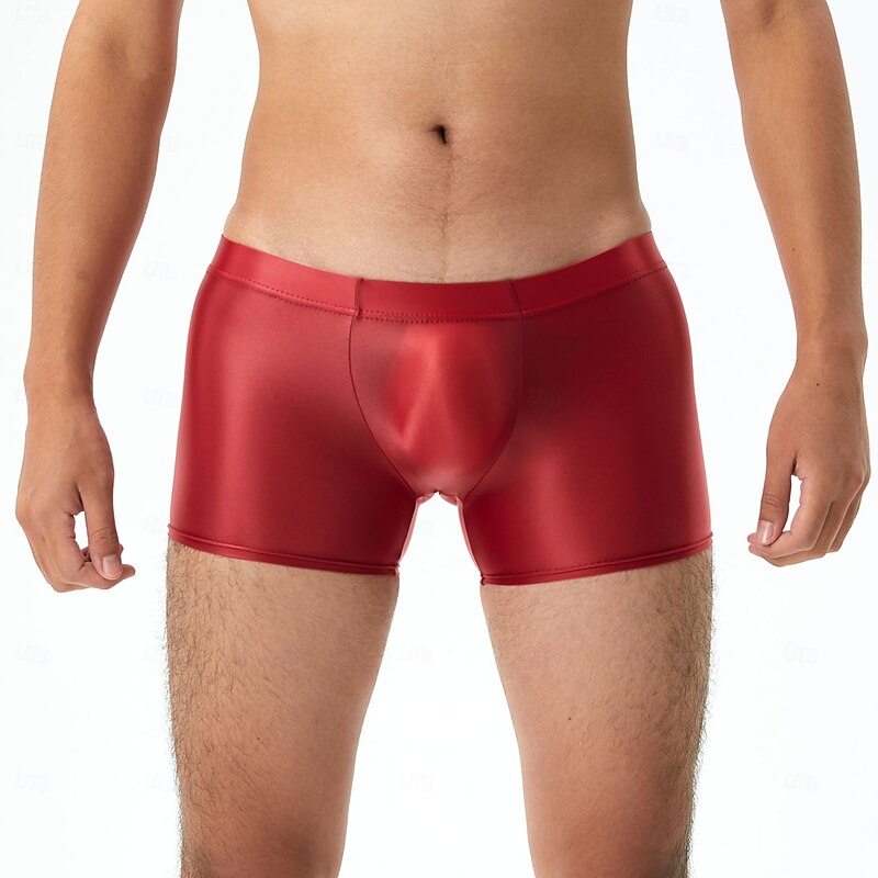 Boxer Briefs Underwear Glossy Finish Men's Shinny Leather Fetish Wet Look Solid Color Costume for Nightclub Pride Parade Pride Month Halloween Carnival Adults4