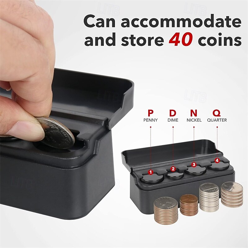 Car Coin Holder Organizer – Spring-Loaded Coin Storage Box for Penny, Nickel, Dime, Quarter – Compact Dashboard Change Holder for Cars, Trucks, SUVs4