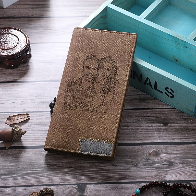 Personalized Photo Engraved Leather Wallet Custom Best Gift for Dad, Custom Name and Initial, Unique Design for Valentine's Day, Father's Day, Anniversary, Birthday, Christmas Gift for Him4