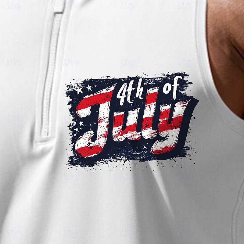 Men's Tank Top Vest Undershirt Sleeveless Shirt Sleeveless Crew Neck Round V Neck Summer Graphic Plain Independence Day Fashion Classic Athleisure Quick Dry Street Casual Sports White Red Blue Top2